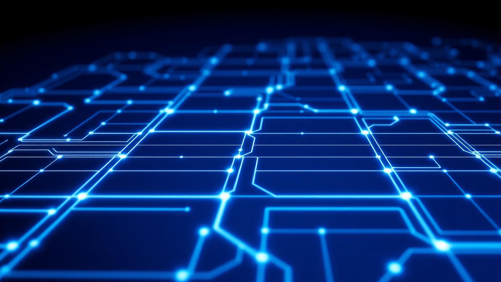 Abstract blue circuit trace pattern